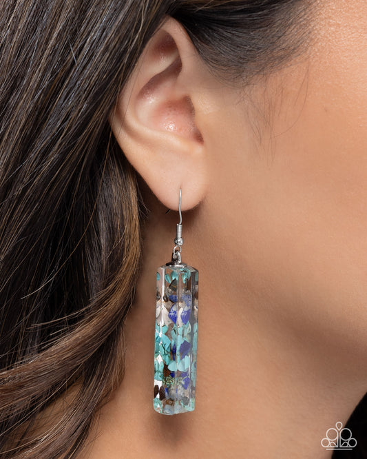 Natural Nightlife - Multi Blue, Turquoise & Tiger's Eye Stone Acrylic Earring Paparazzi E2961