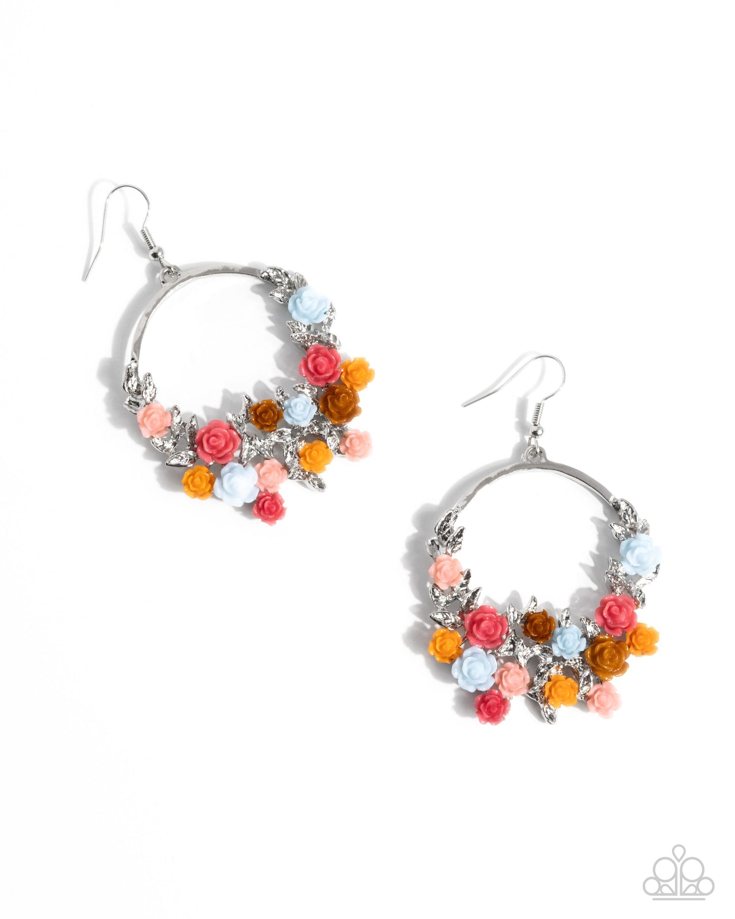 Exceptional Ease - Multicolored Desert Rose, Light Peach, Buckthorn Brown Light Pink Flower Earring Paparazzi E2666