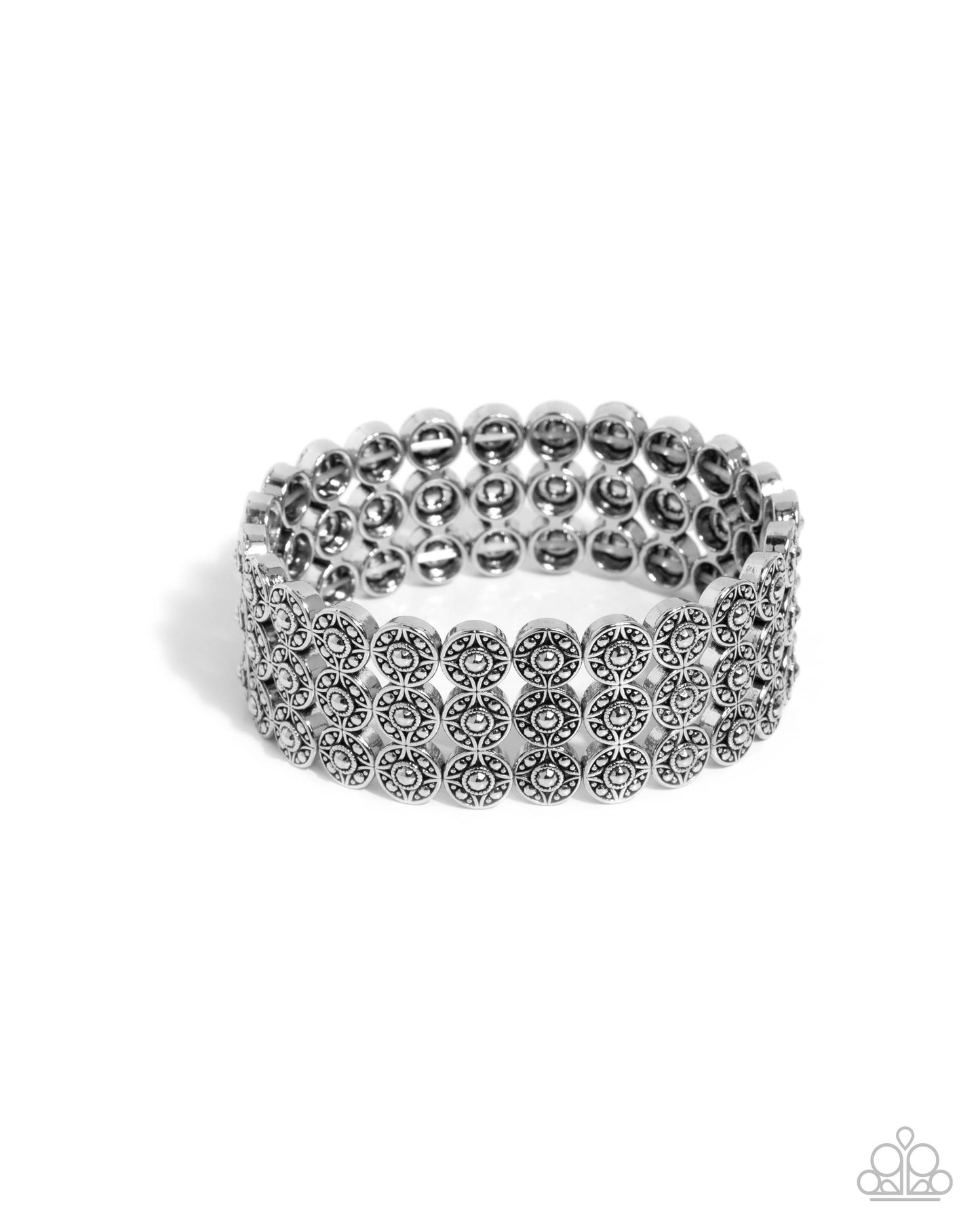 Passionate Pattern - Silver Stretch Bracelet Paparazzi B2130