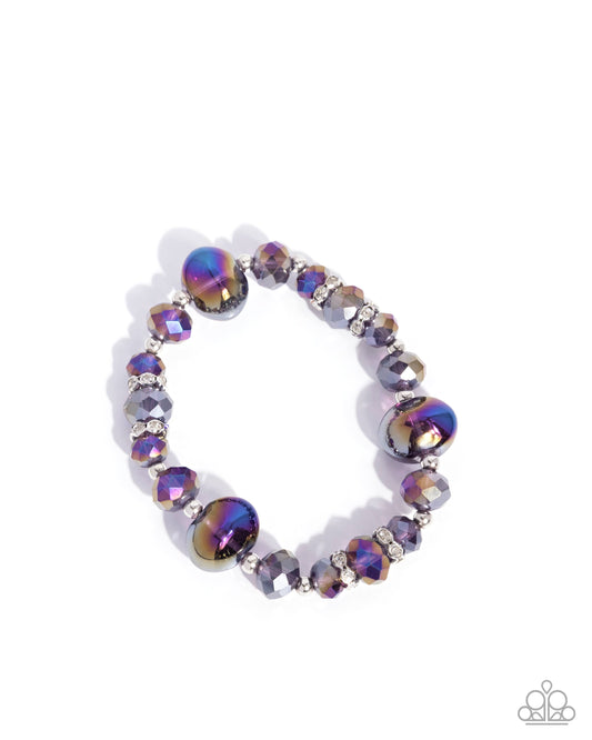 Translucid Taste - Purple UV Shimmer Bead Stretch Bracelet Paparazzi B2077
