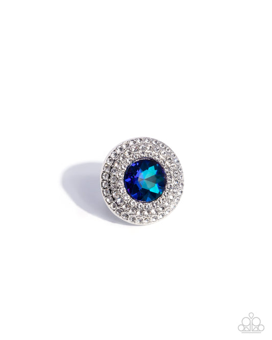 Bedazzled Babe - Blue UV Shimmer Gem Oversized Statement Ring Paparazzi R0931