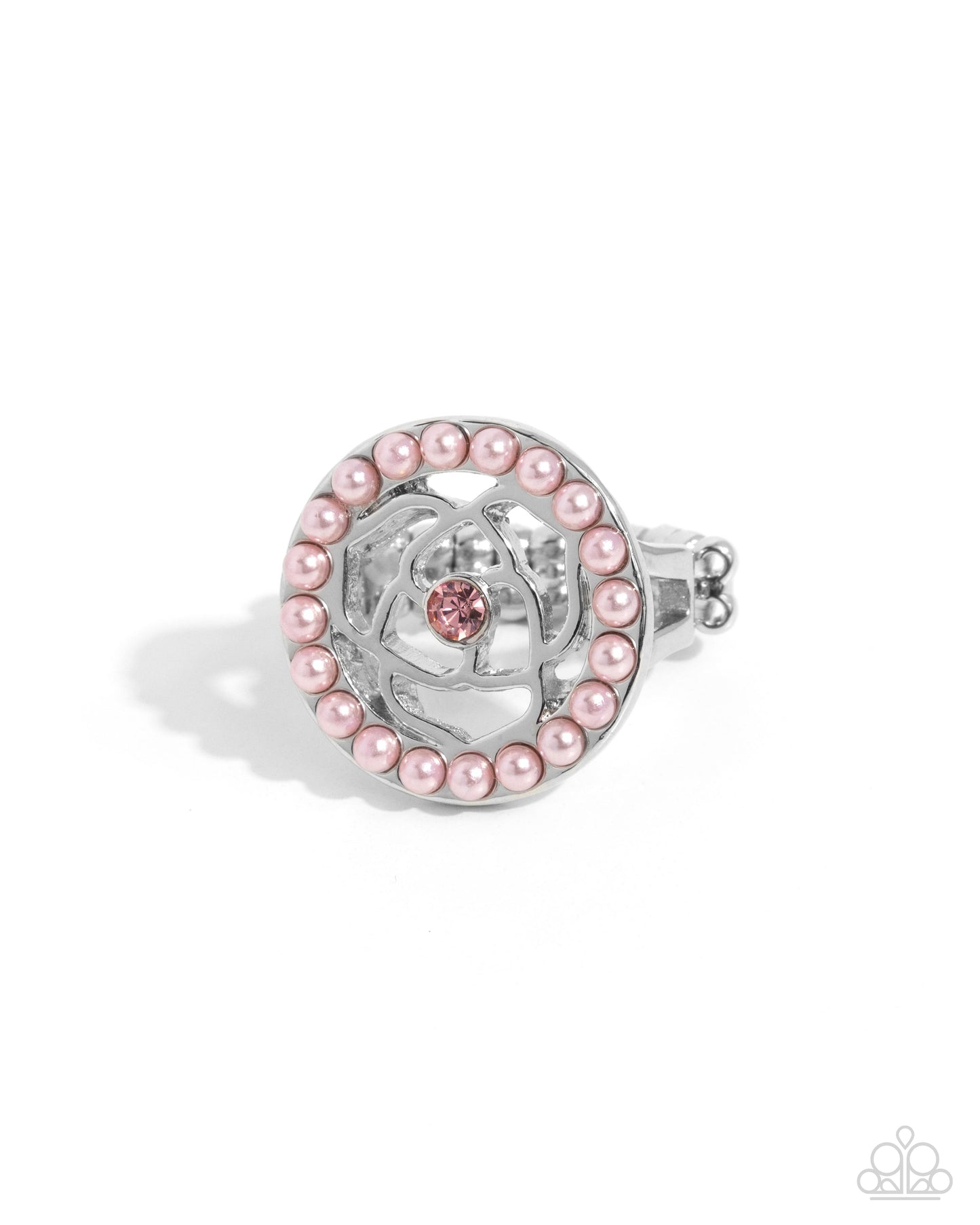 Fairytale Beginning - Pink - Baby Pink Pearl & Light Rose Rhinestone Ring Paparazzi R0989