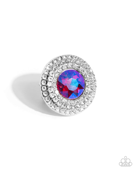 Bedazzled Babe - Pink UV Shimmer Gem Oversized Statement Ring Paparazzi R0929