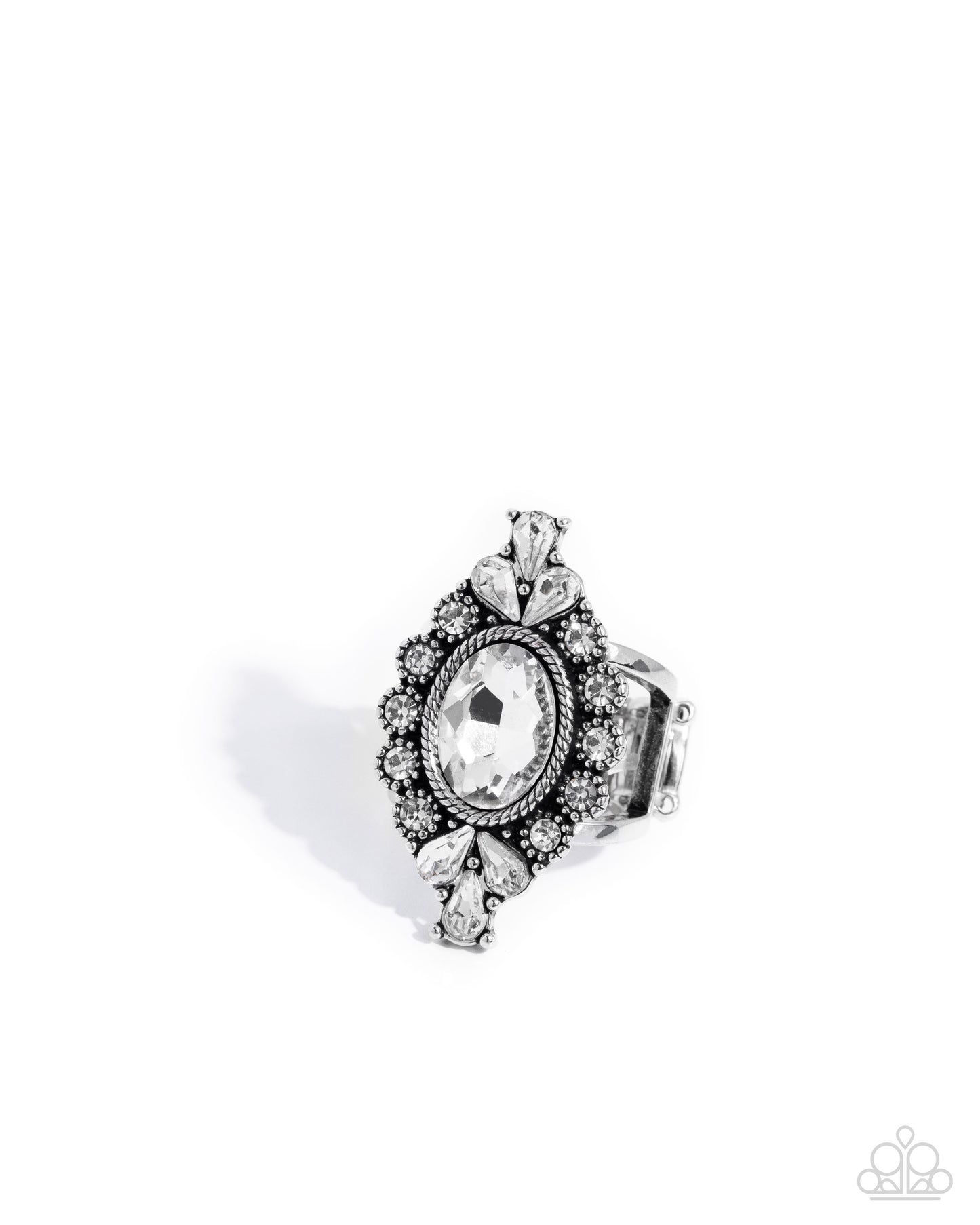 Hot Off The FINESSE - White Gem & Rhinestone Glitzy Ring Paparazzi R1196