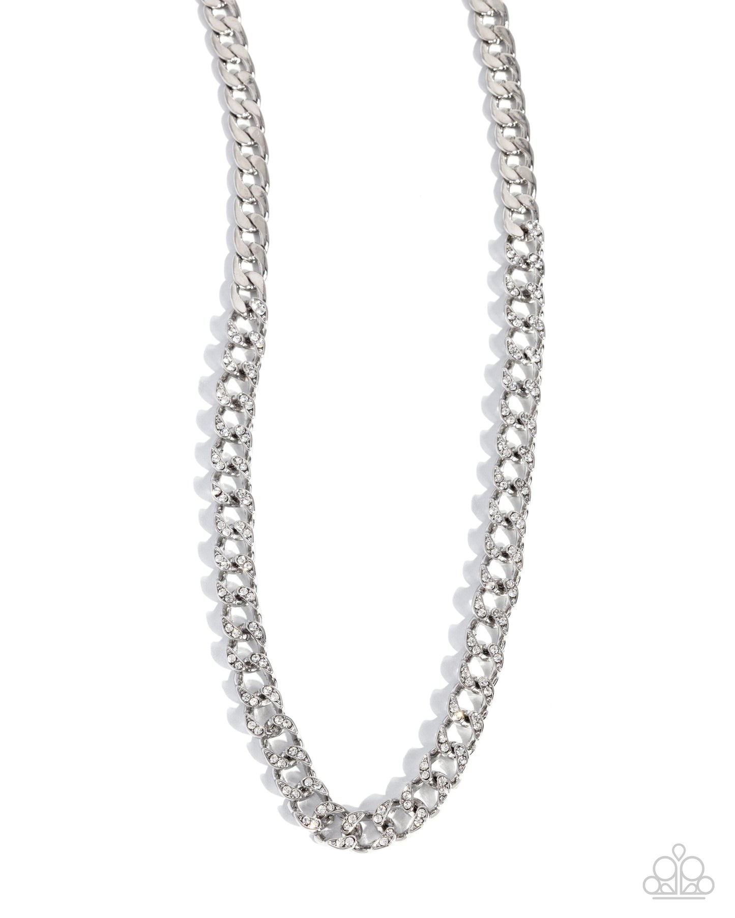 Modular Maven - White Shimmering Rhinestone Curb Chain Necklace Paparazzi