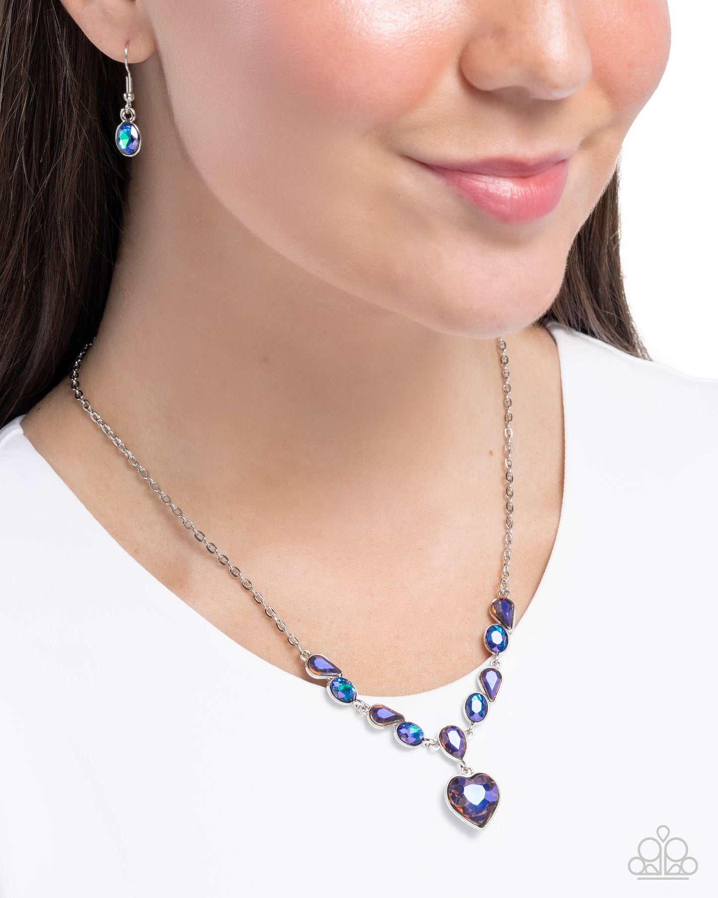 Tender Talent - Purple & Blue UV Shimmery Gem Heart Necklace Paparazzi N3567