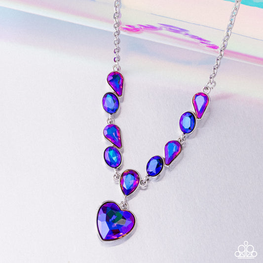 Tender Talent - Purple & Blue UV Shimmery Gem Heart Necklace Paparazzi N3567