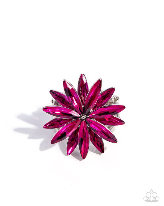 Sophisticated Shine - Pink Fuchsia Gem Flower Ring Paparazzi R0924