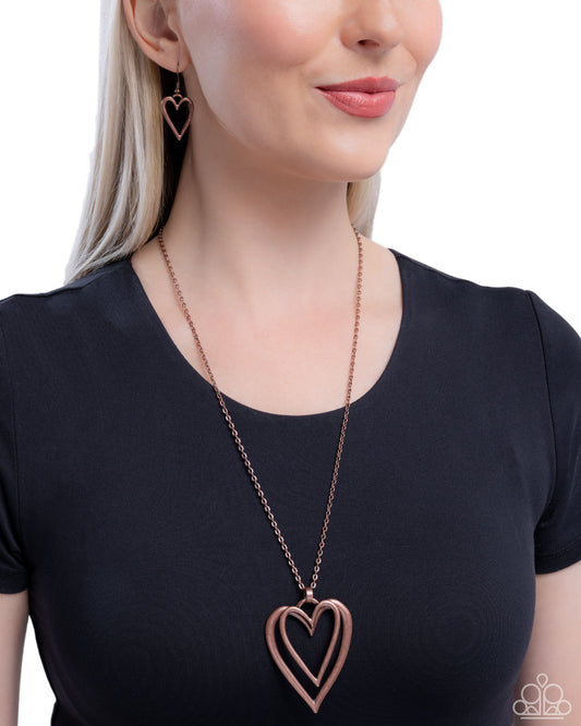 Lets HEART At the Very Beginning - Copper Double Heart Necklace Paparazzi N3535