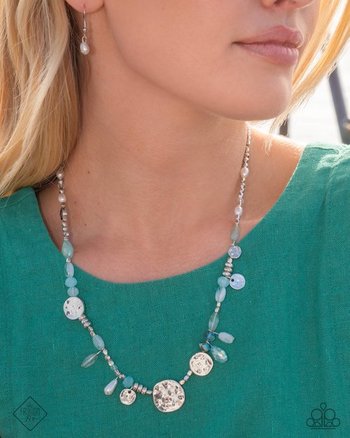 Refreshing Riot - Blue Green Silver Bead Short Necklace Glimpses Of Malibu Fashion Fix February 2025 Paparazzi N3427