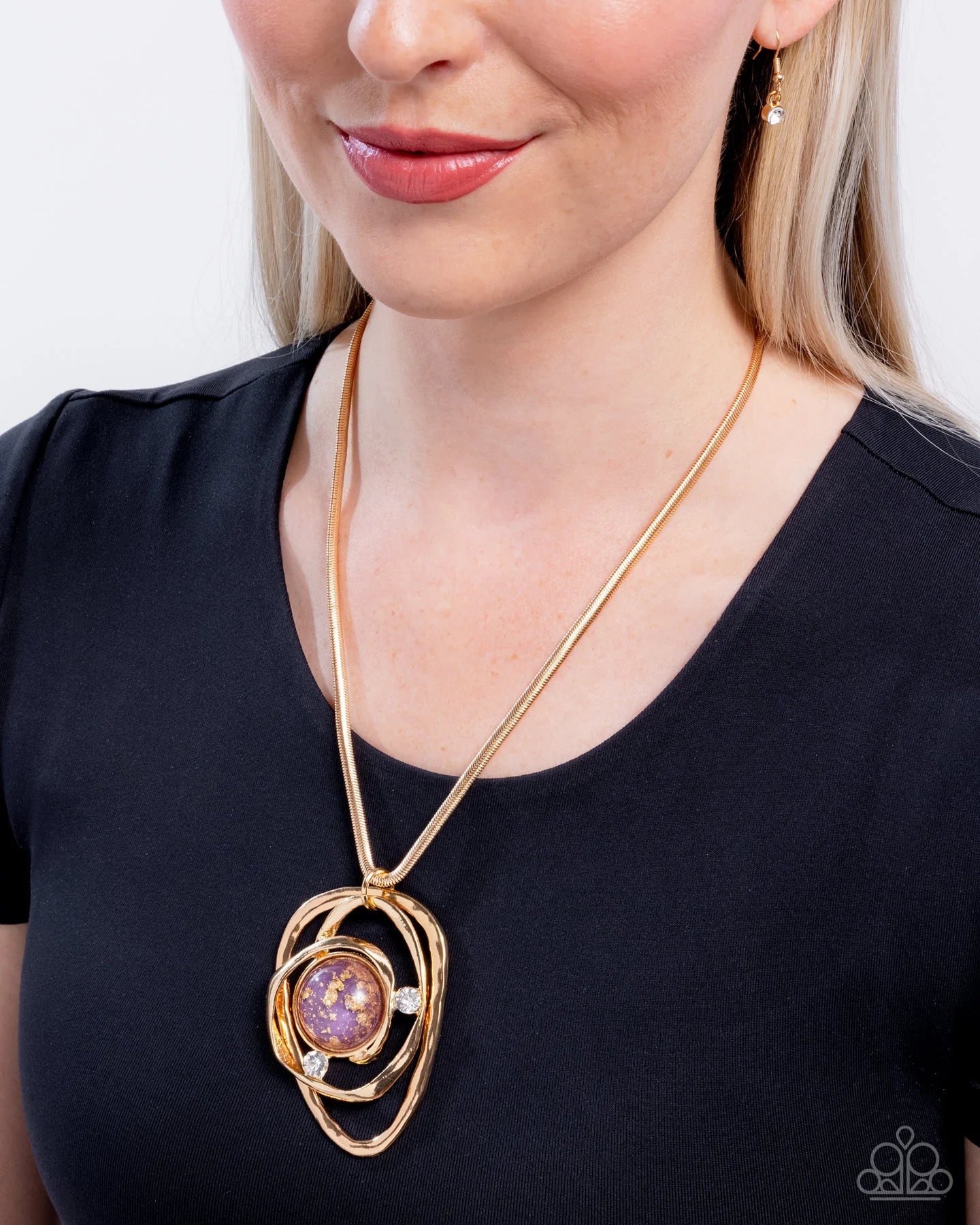 Paparazzi Abstract Advance - Purple Cat's Eye Gold Flecked Necklace N3741