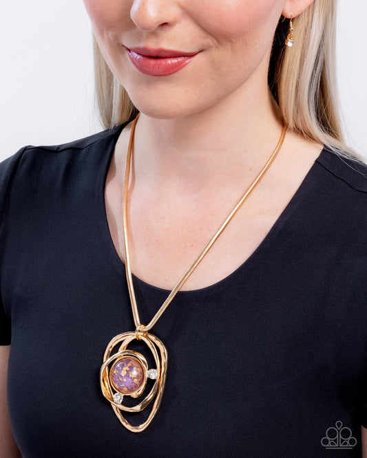 Paparazzi Abstract Advance - Purple Cat's Eye Gold Flecked Necklace N3741