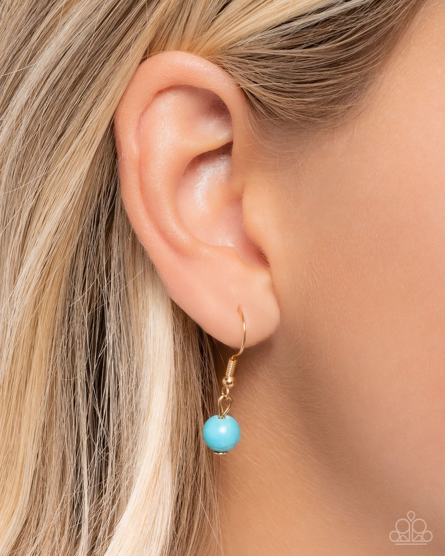 Timeless Texan - Blue Turquoise, Gold Bead Resin Cow Skull Santa Fe Style Necklace Paparazzi N2887
