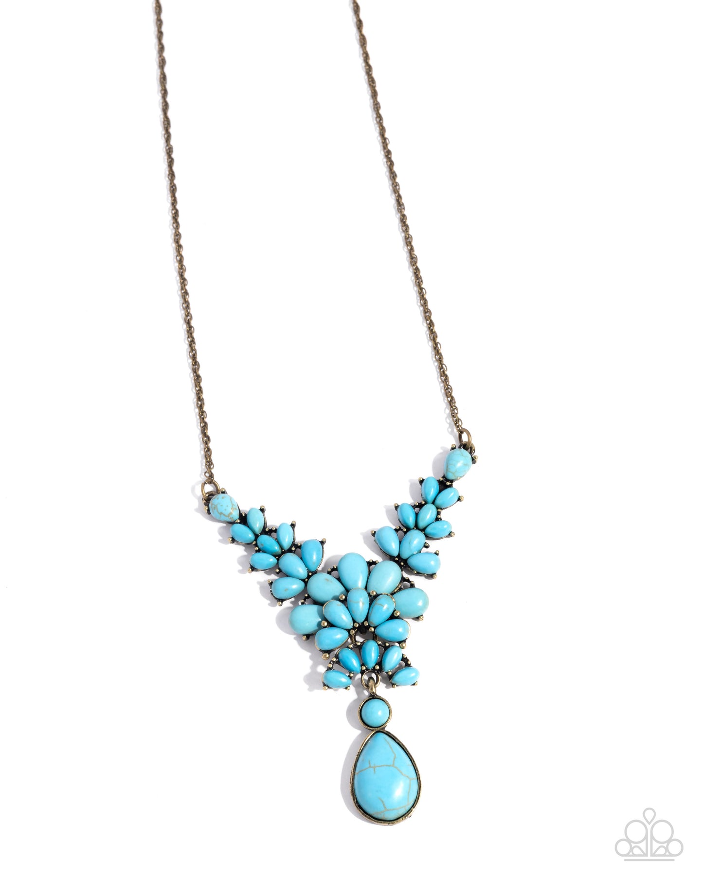 Haute Havoc - Brass & Blue Turquoise Stone Santa Fe Style Necklace Paparazzi N3563