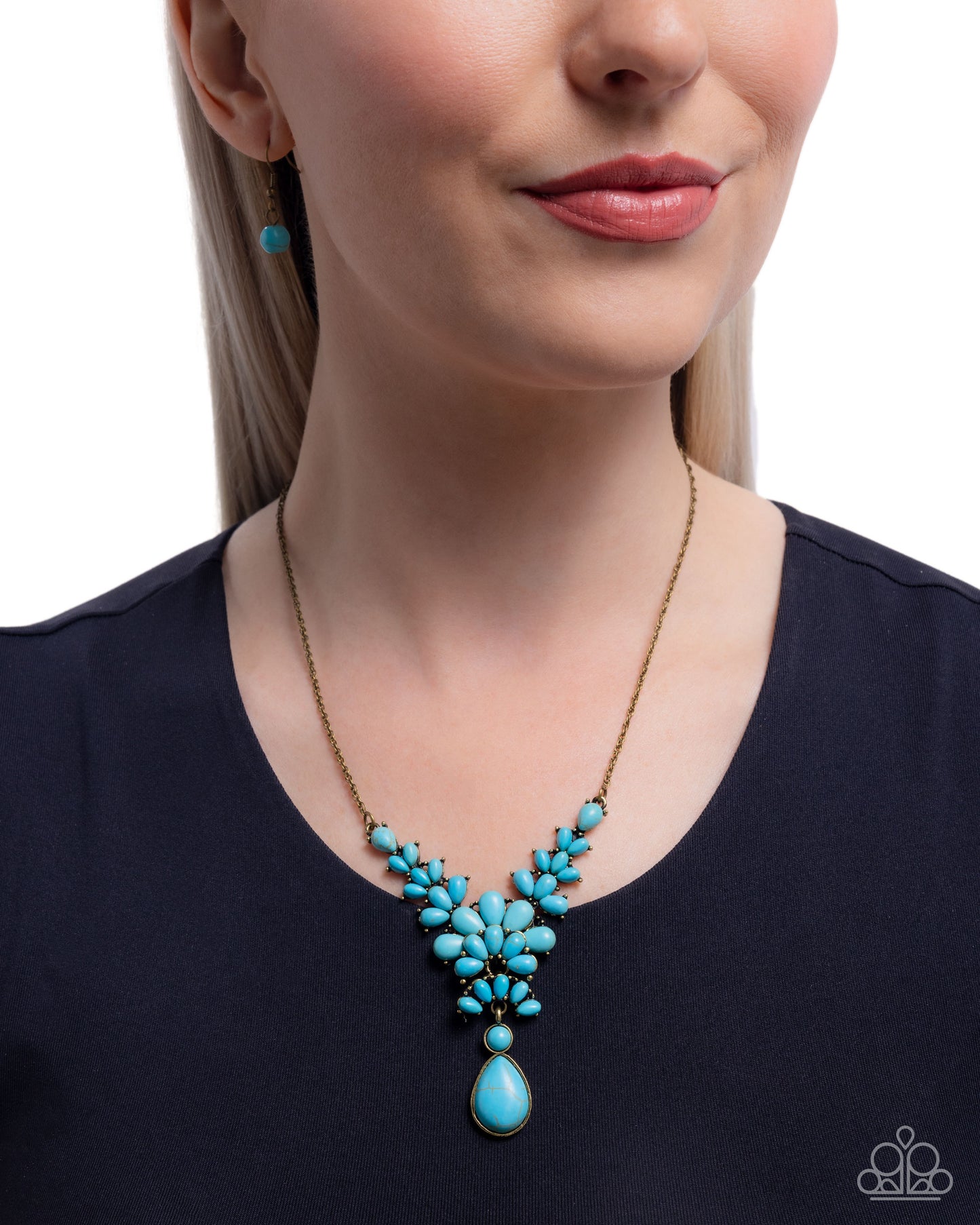 Haute Havoc - Brass & Blue Turquoise Stone Santa Fe Style Necklace Paparazzi N3563