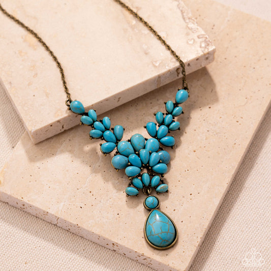 Haute Havoc - Brass & Blue Turquoise Stone Santa Fe Style Necklace Paparazzi