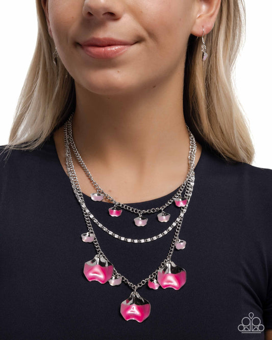 Forward Fashion - Pink - Baby Pink, Desert Rose & Silver Petal Layered Necklace Paparazzi N3128