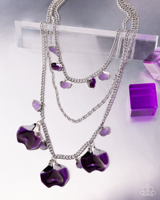 Forward Fashion - Purple Transparent Plum & Lavender Half-Dipped Paint Silver Necklace Paparazzi N3253