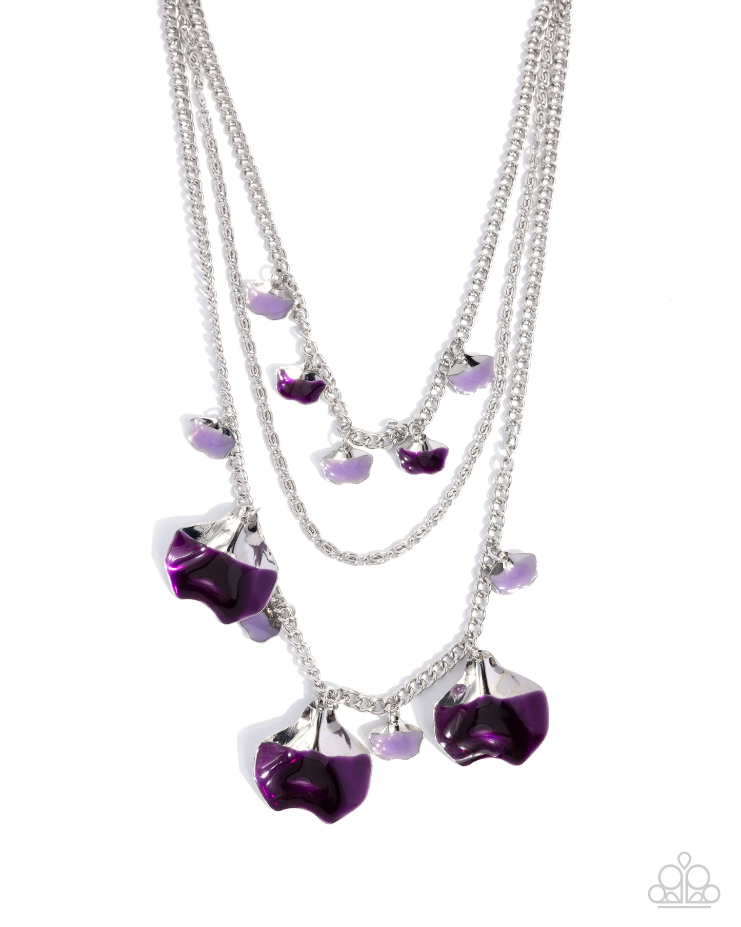 Forward Fashion - Purple Transparent Plum & Lavender Half-Dipped Paint Silver Necklace Paparazzi N3253