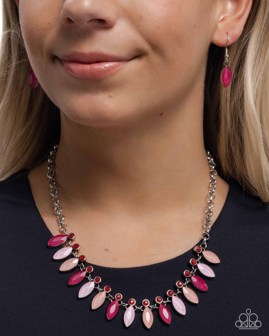 Colorful Citation - Pink Multicolored Gem Desert Flower Bead Necklace Paparazzi N2933