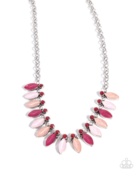 Colorful Citation - Pink Multicolored Gem Desert Flower Bead Necklace Paparazzi N2933