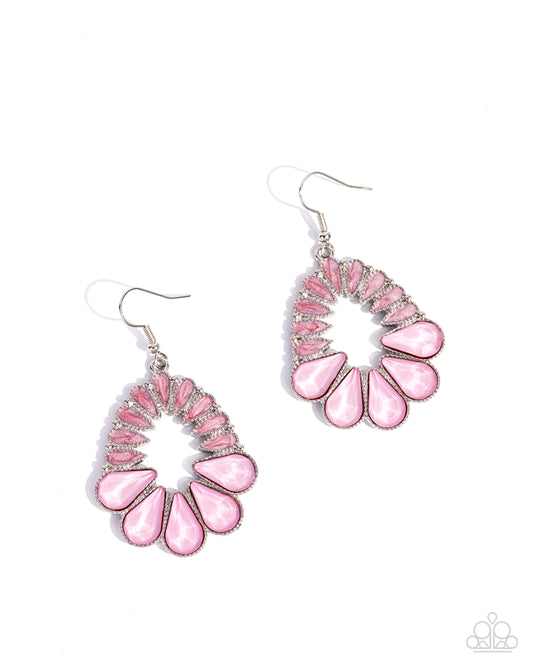 Mesmerizing Moment - Pink - Baby Pink Teardrop Gem Earring Paparazzi