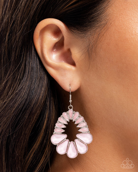 Mesmerizing Moment - Pink - Baby Pink Teardrop Gem Earring Paparazzi