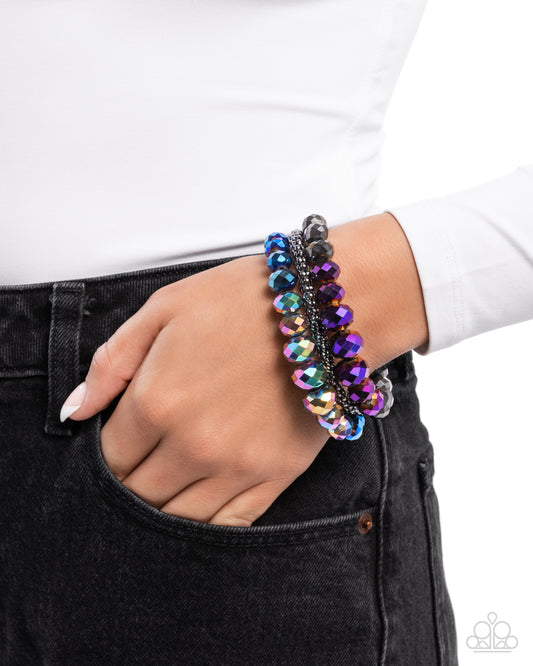 Truth Be BOLD - Multi Purple, Blue UV Shimmer & Gunmetal Bead Bracelet Paparazzi B2004