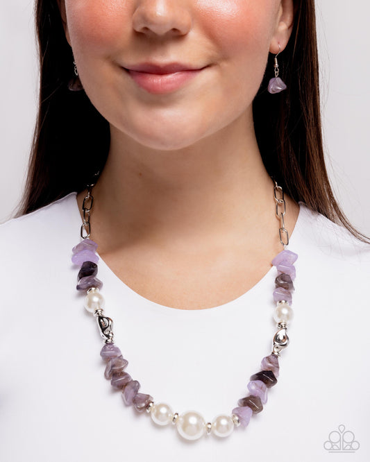 Presto Pearls - Purple Amethyst Stone, White Pearl Necklace Paparazzi N3229