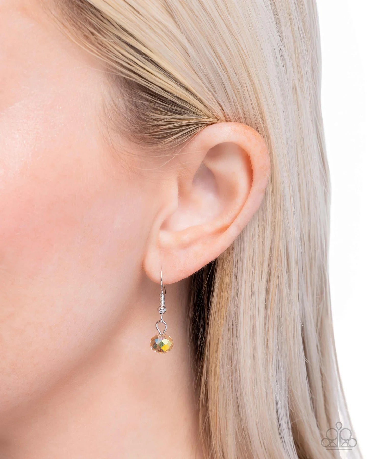 Paparazzi Tasteful Tulip - Yellow Clear & Iridescent Bead Flower Silver Necklace