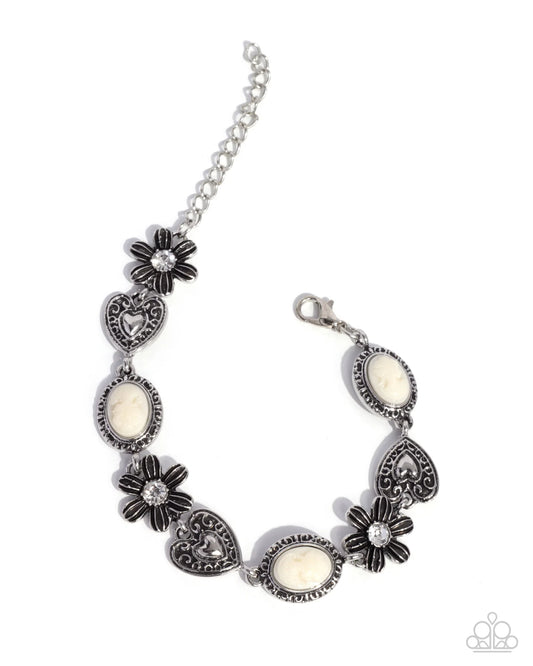 Ageless Account - White Cameo Style Bracelet Paparazzi B2296