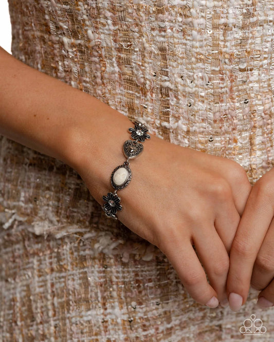 Ageless Account - White Cameo Style Bracelet Paparazzi B2296
