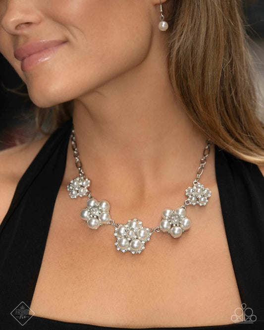 Cordially Chic - White Pearl & Rhinestone Necklace Fiercely 5th Avenue Fashion Fix April 2025 Paparazzi N3420