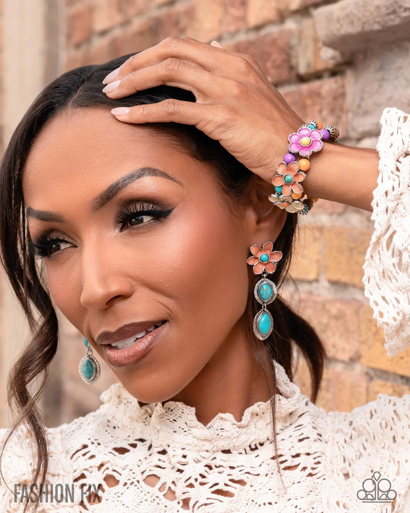 Paparazzi Simply Santa Fe - Turquoise, Pink, Yellow Flower 2-Piece Trend Blend Set Fashion Fix FF203