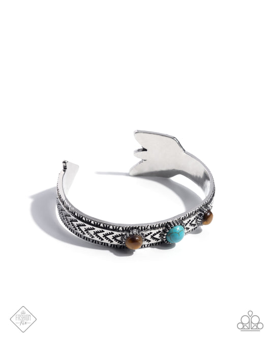 Earthy Expo - Blue Silver Cuff Bracelet Simply Santa Fe April 2025 Fashion Fix Paparazzi