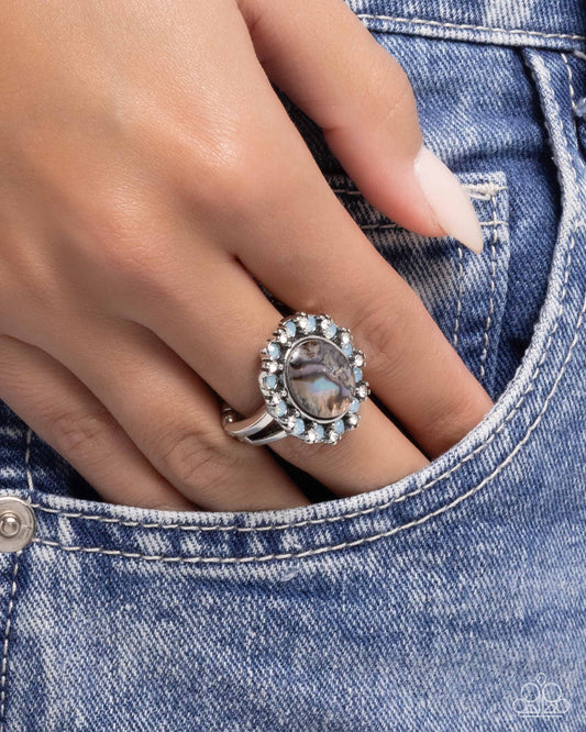 Poised and Perfect - Blue Abalone Shell Silver Ring Paparazzi R1051