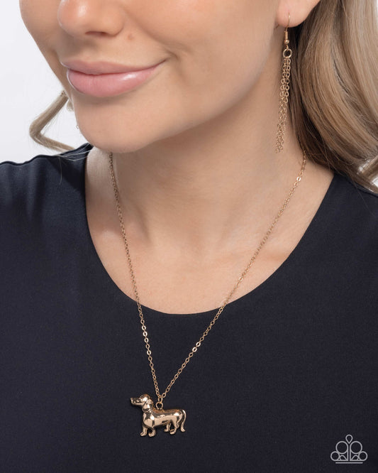 Darling Dachshund - Gold Dachshund Dog Necklace Paparazzi N3063