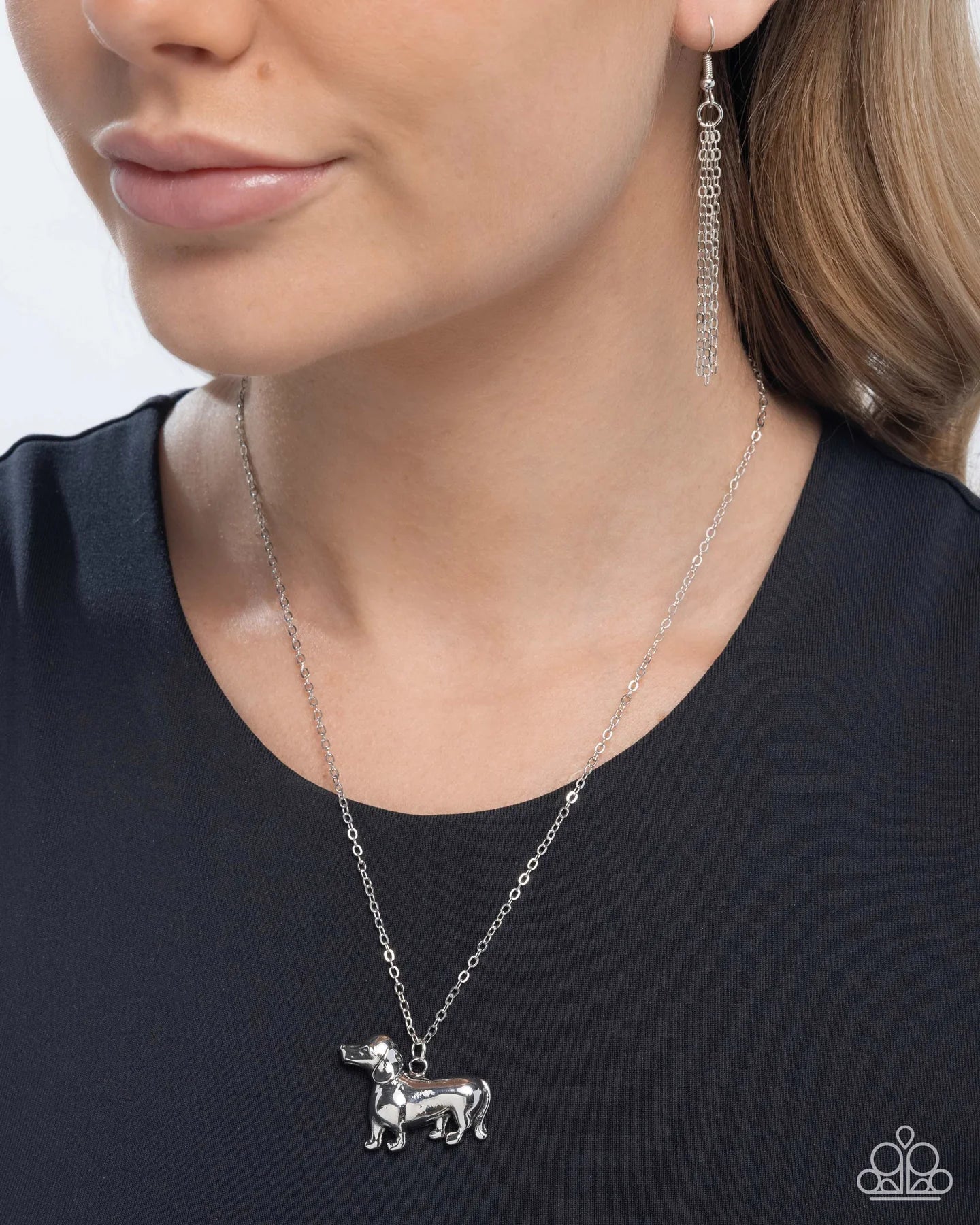 Paparazzi Darling Dachshund - Silver Dog Charm Style Necklace N3268
