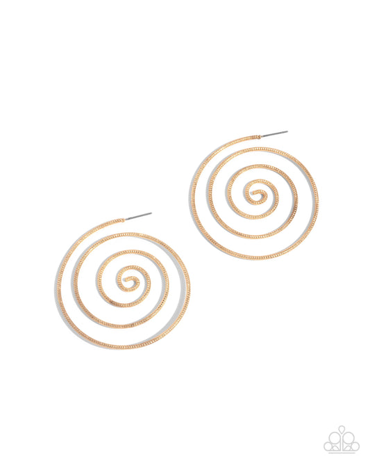 Seize the Spiral - Gold Spiral Post Earring Paparazzi E3041
