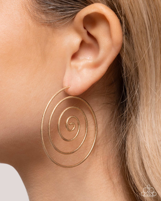 Seize the Spiral - Gold Spiral Post Earring Paparazzi E3041
