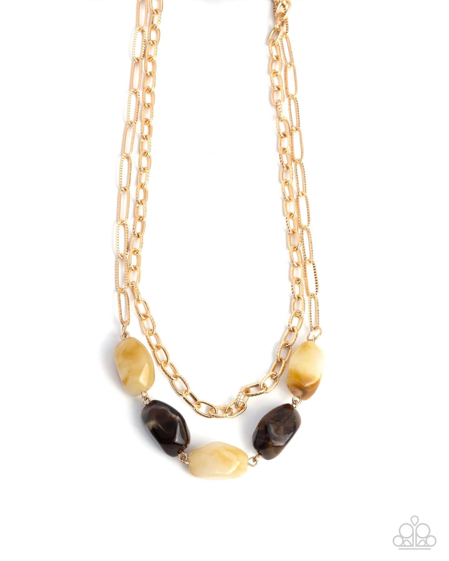Paparazzi Adorable Acrylics - Brown Acrylic Bead Gold Layered Necklace N1050