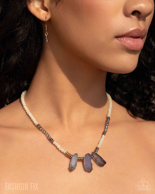 Stately Showcase - Multi UV Shimmery Gray & White Bead, Gray Crystal-Inspired Stone Necklace Sunset Sightings May 2025 Fashion Fix Paparazzi