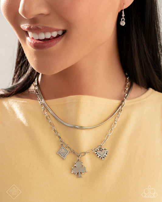 Sentimental Sunset - White Rhinestone & Silver Snake Chain Necklace Sunset Sightings April 2025 Fashion Fix Paparazzi N3155