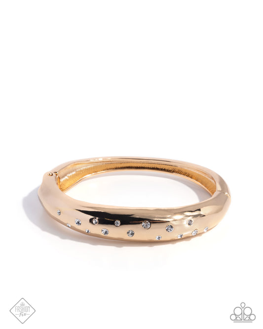Soft Sparkle - Gold Hinge Bracelet Glimpses Of Malibu April 2025 Fashion Fix Paparazzi B2195