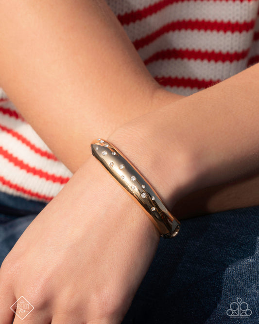 Soft Sparkle - Gold Hinge Bracelet Glimpses Of Malibu April 2025 Fashion Fix Paparazzi B2195
