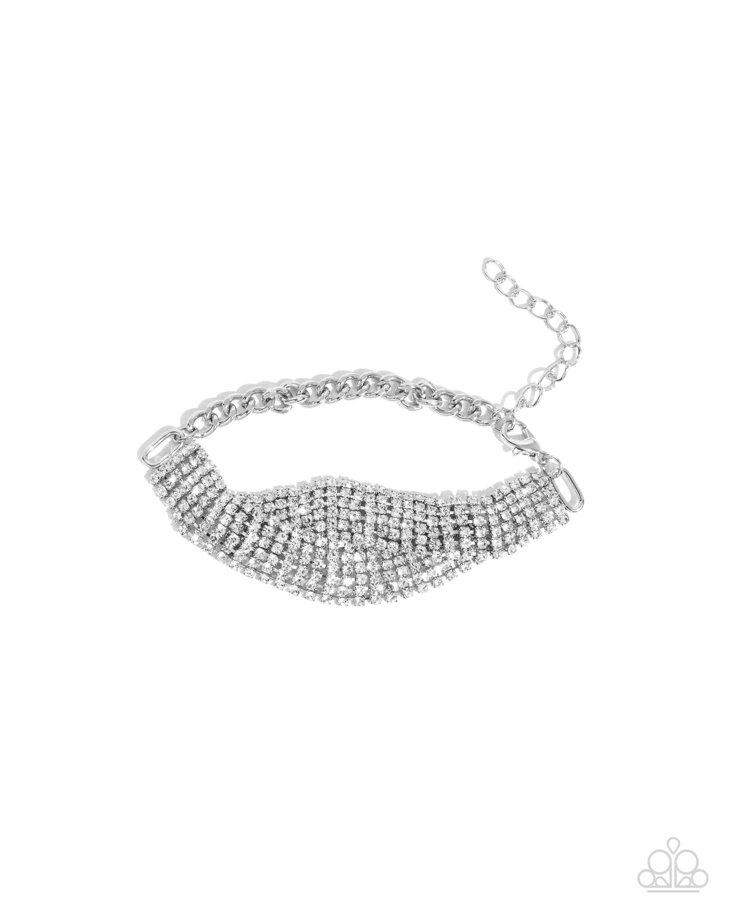 Trustworthy Twist - White Rhinestone Shimmering Bracelet Paparazzi B2028