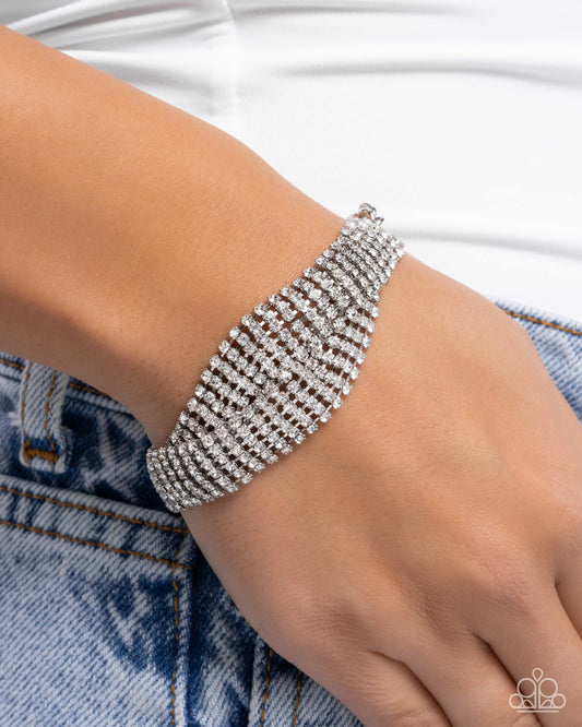 Trustworthy Twist - White Rhinestone Shimmering Bracelet Paparazzi B2028