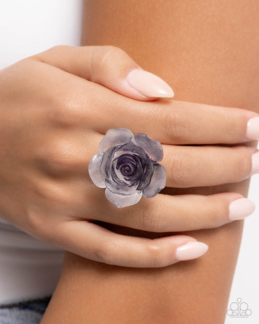 Floral Intentions - Purple Acrylic Flower Ring Paparazzi R0911