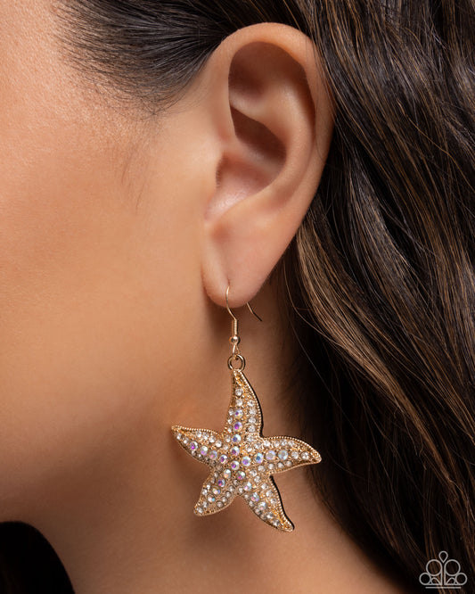 Starfish Spectacle - Gold Starfish Beach Style Earring Paparazzi E2919