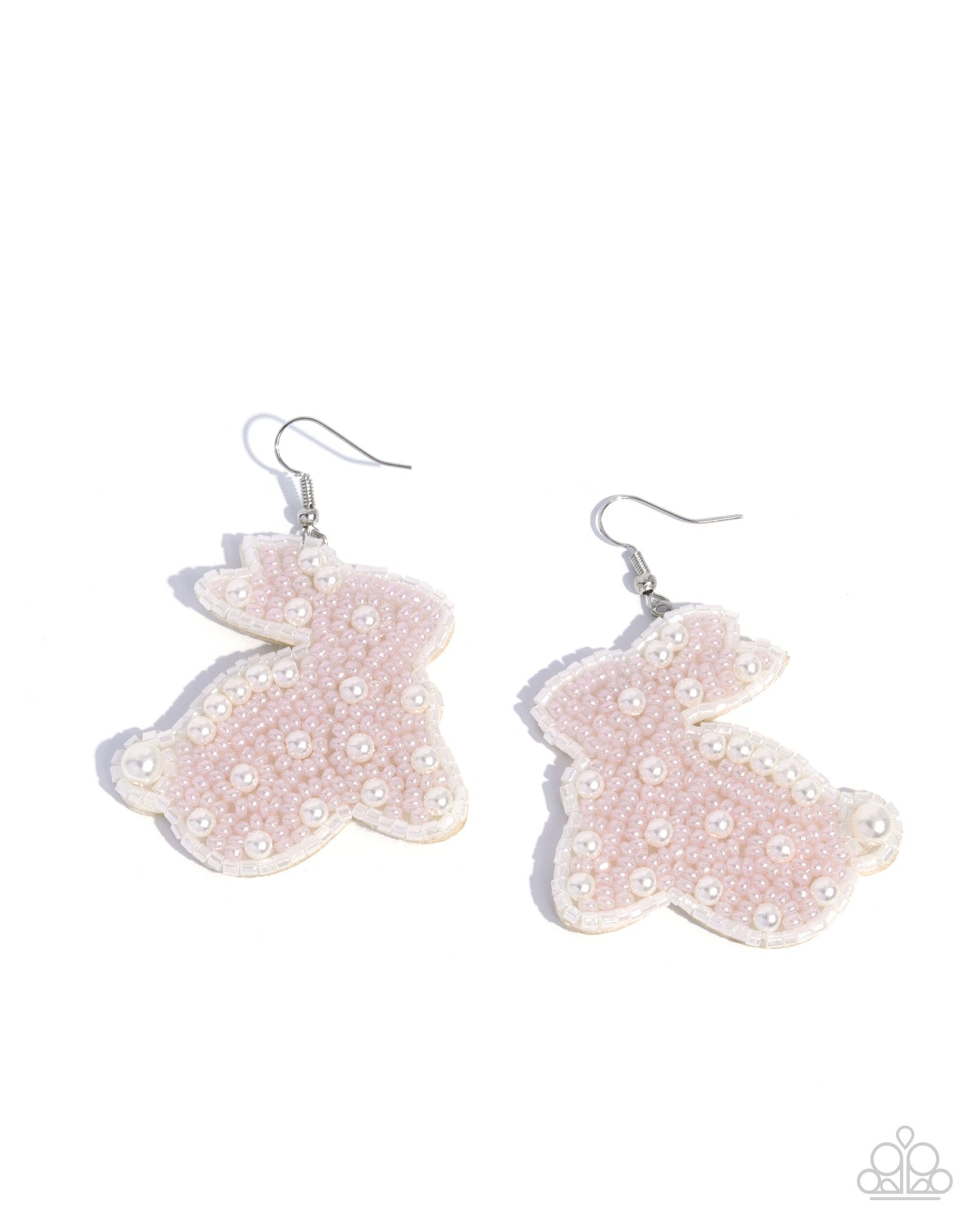 Easter Elegance - Pink - Dainty Baby Pink & White Seed Bead Bunny Earrings Paparazzi